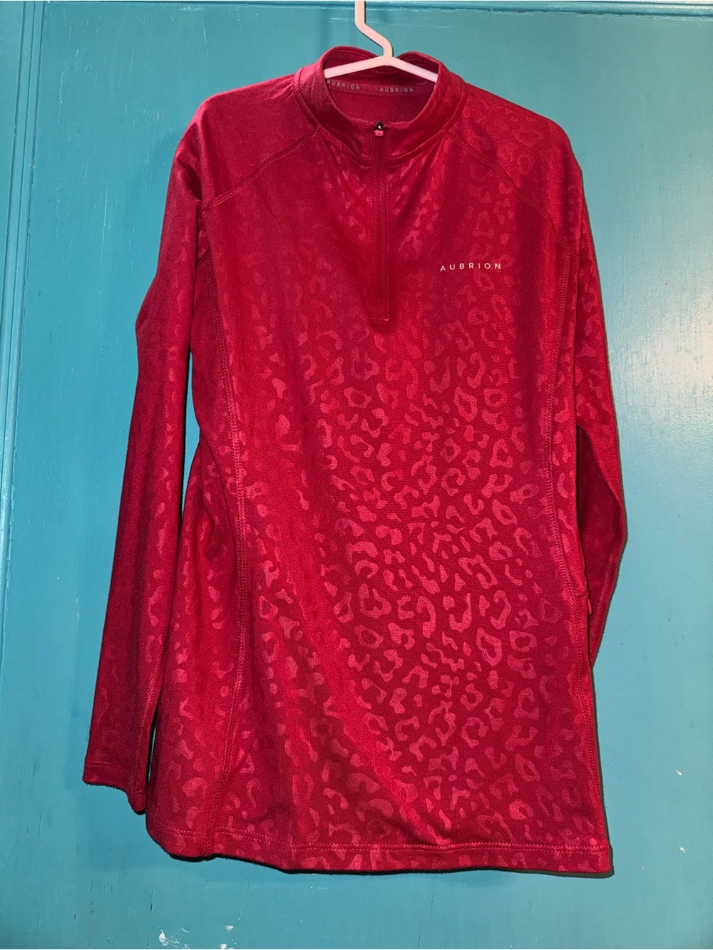 Aubrion Girls' Red Quarter-Zip Performance Top